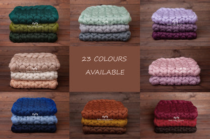 チャンキーヤーン使用のブランケット　23色