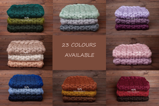 チャンキーヤーン使用のブランケット　23色