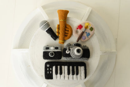 フェルト生地ぬいぐるみ（楽器・カメラ・アート）