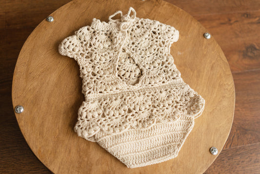 かぎ針編み ロンパース＆ボンネット