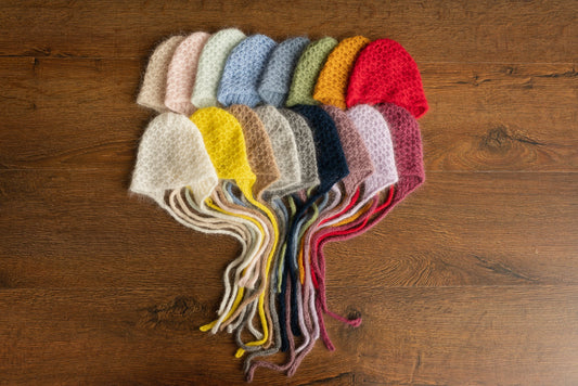 アンゴラウール使用のボンネット＆おくるみ