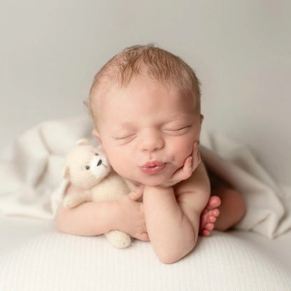 ミンクウール使用の手編みテディベア、バニー、ラビット