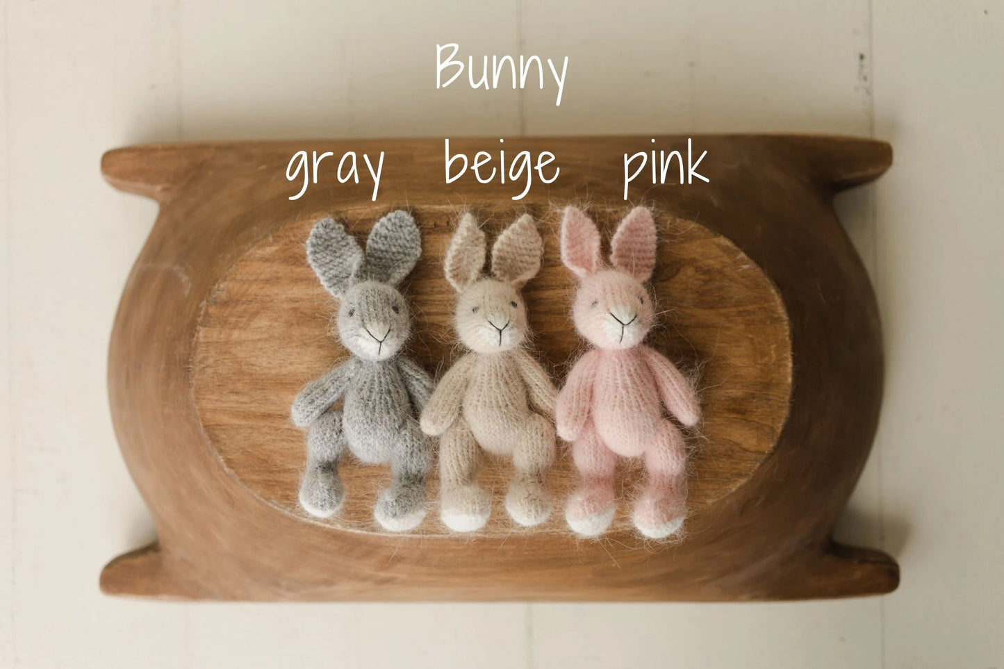 ミンクウール使用の手編みテディベア、バニー、ラビット