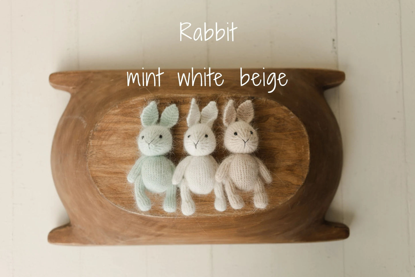 ミンクウール使用の手編みテディベア、バニー、ラビット