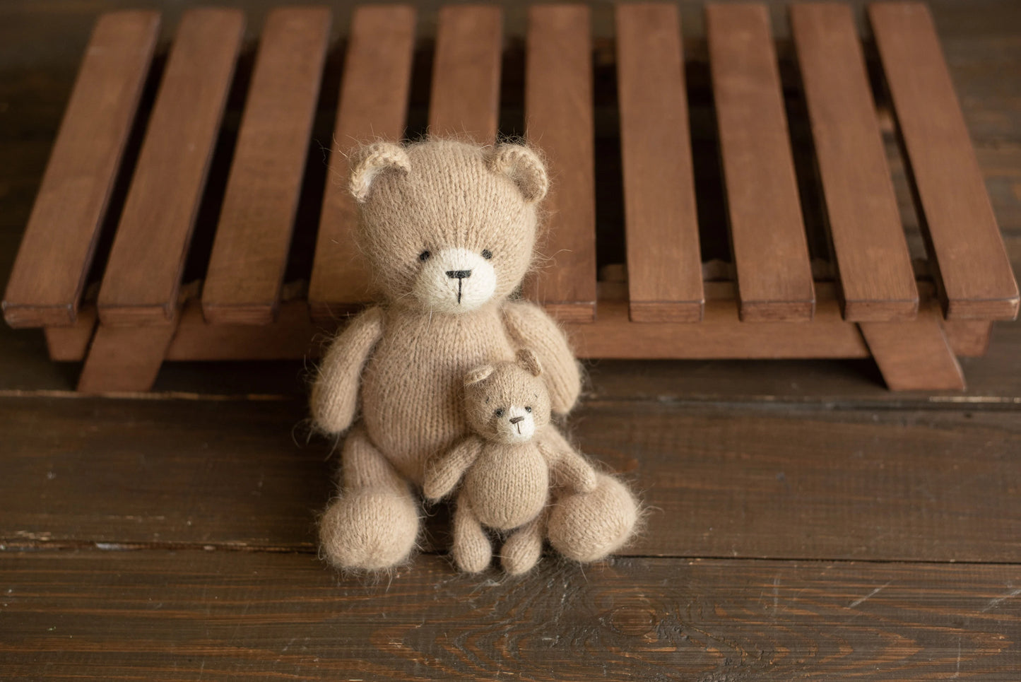 アンゴラウール使用の手編みテディベア、バニー、ラビット