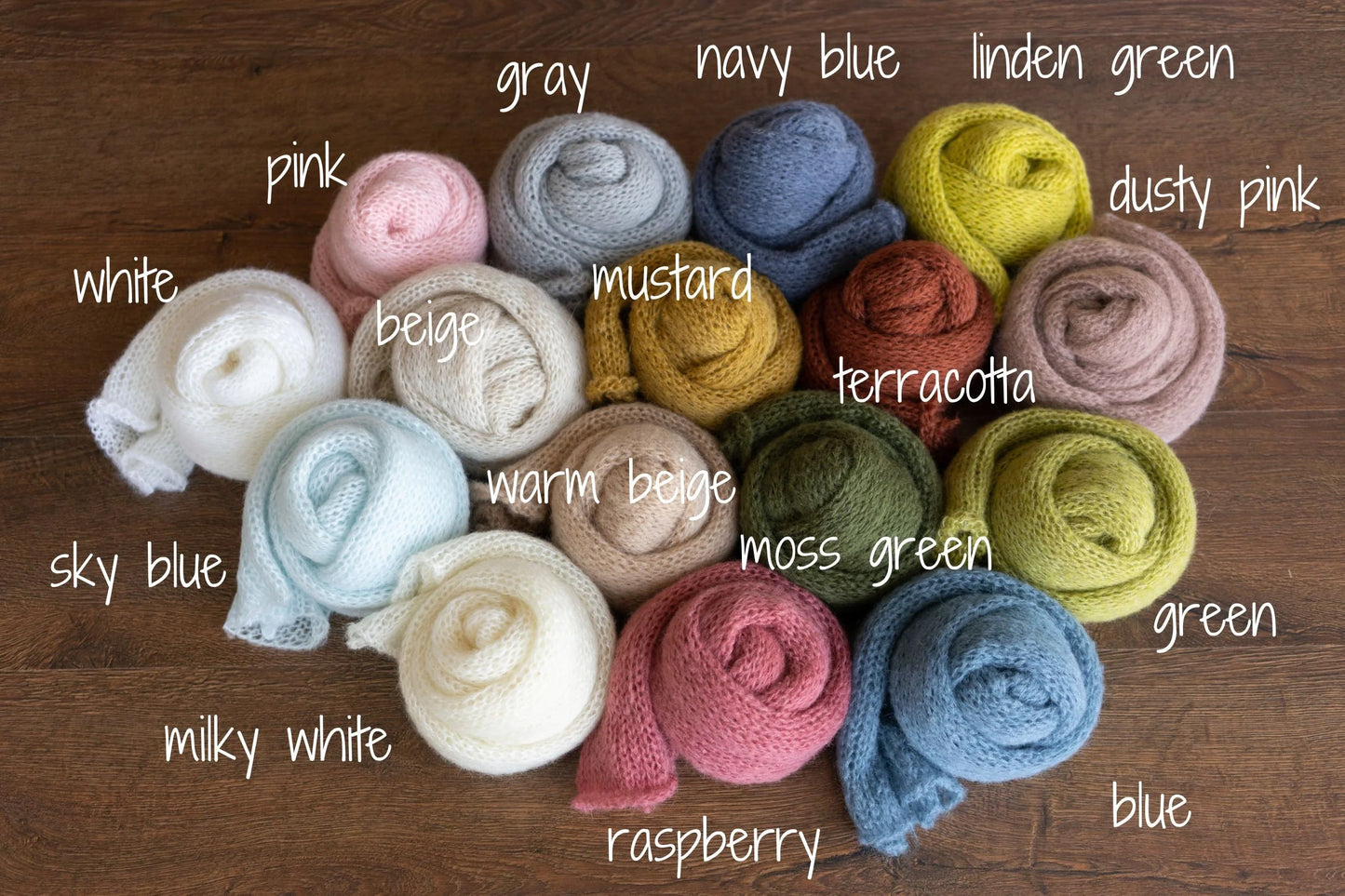 ソフトモヘア糸使用のニューボーン用おくるみ