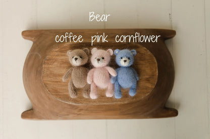 ミンクウール使用の手編みテディベア、バニー、ラビット