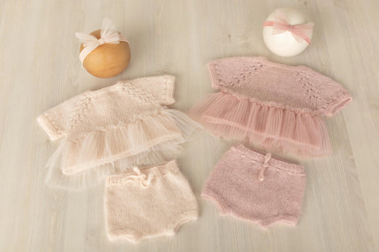 フリルスカート付きロンパース＋ショートパンツ＆ヘッドバンド