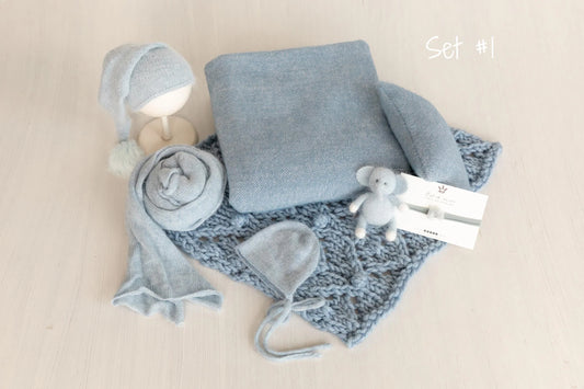 ニューボーンフォトプロップスセット　スカイブルー