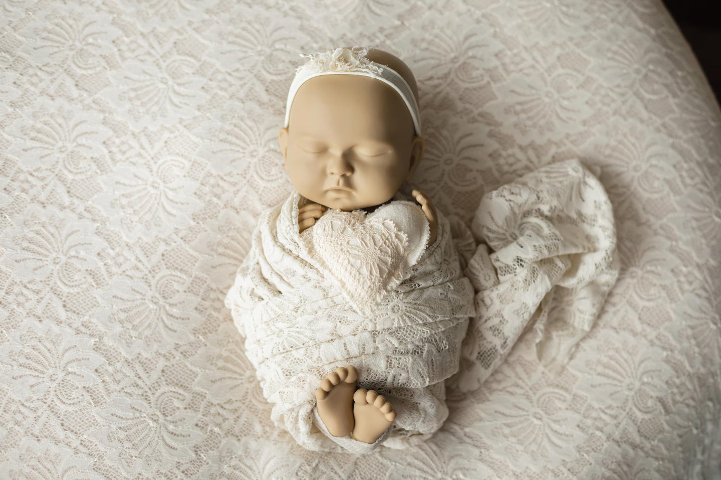 リネン生地使用のボーホー風ハートのぬいぐるみ