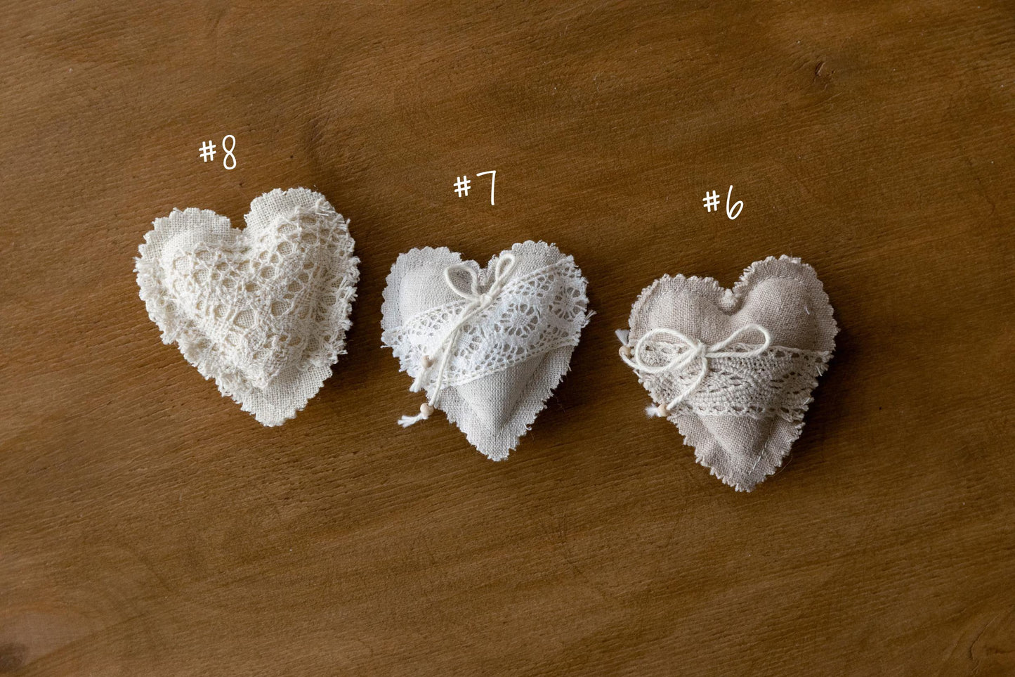 リネン生地使用のボーホー風ハートのぬいぐるみ