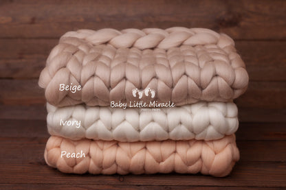 チャンキーヤーン使用のブランケット　23色