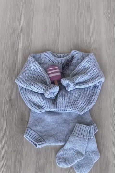 かぎ編み針りセーター上下　